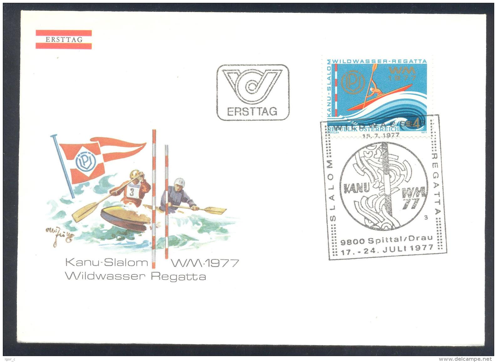 Austria 1977 Cover: Sport Cayak Kayak Canoe Kajak Kanu; Kanu Slalom WM World Championship Spittal/ Wild Watter Regatta / - Kanu