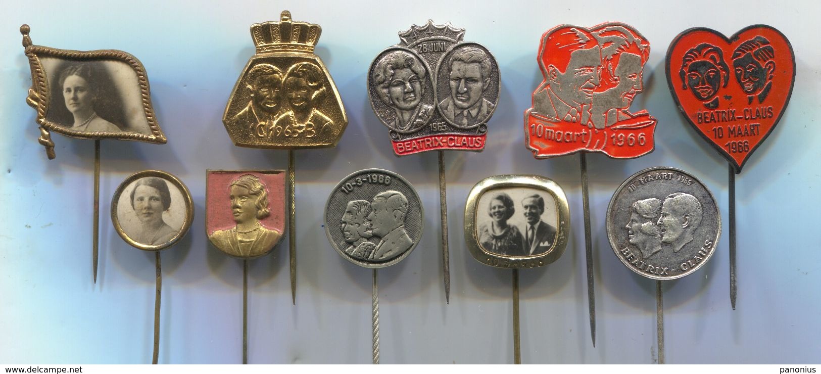 Netherlands - Royal Family, Vintage Pin, Badge, Abzeichen, 10 Pcs - Personnes Célèbres