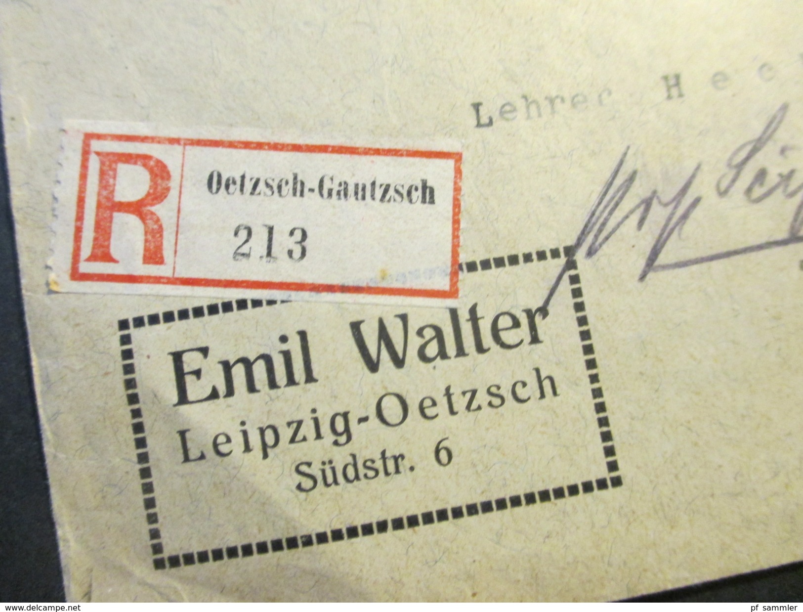 DR 1924 Nr. 346 MiF Einschreiben / Luftpost?! Oetzsch - Gautzsch 213 Nach Tiemendorf. Ankuftstempel KOS Tiemendorf - Briefe U. Dokumente