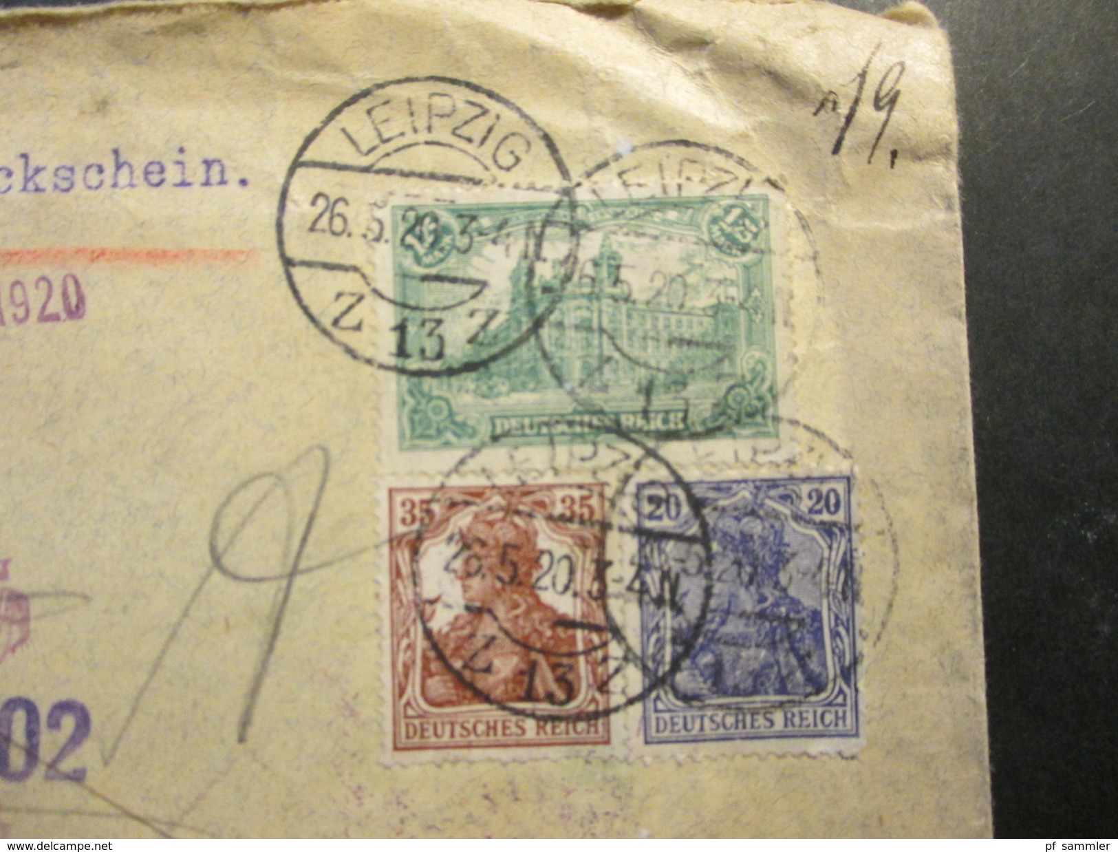 DR 1920 R-Brief Mit Rückschein! Leipzig 13 Nr. 218 Ad - New York, Return. 10 Stempel! Viele Vermerke!! 2nd Notice Usw. - Briefe U. Dokumente