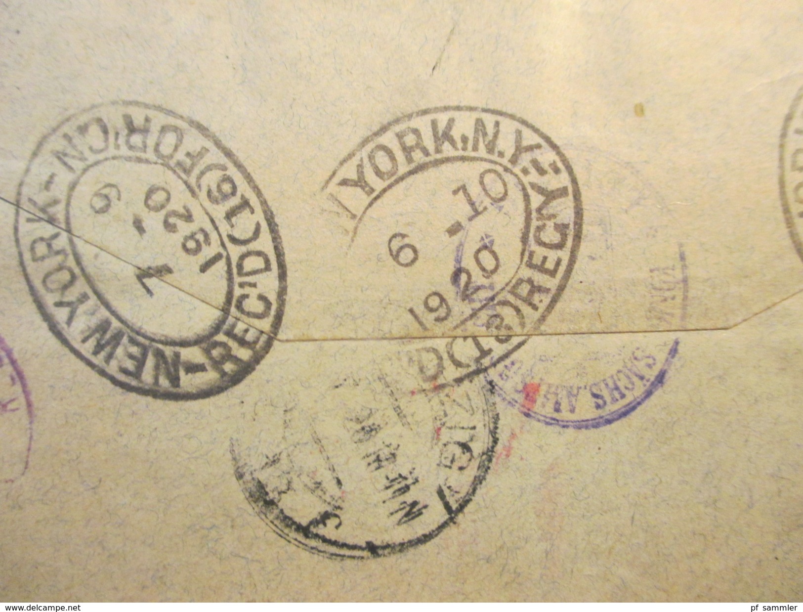 DR 1920 R-Brief mit Rückschein! Leipzig 13 Nr. 218 ad - New York, Return. 10 Stempel! Viele Vermerke!! 2nd Notice usw.