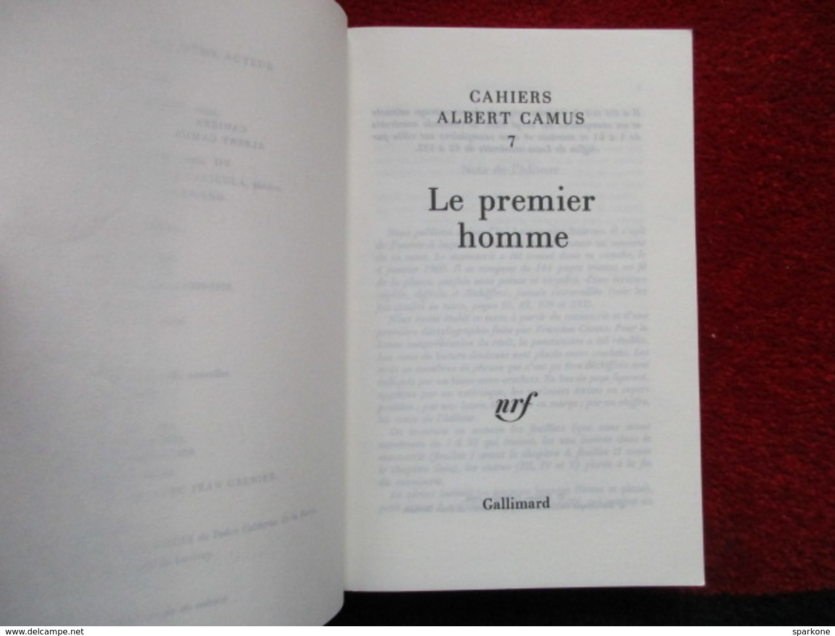 Le Premier Homme (Albert Camus) éditions Gallimard De 1994 - Storia