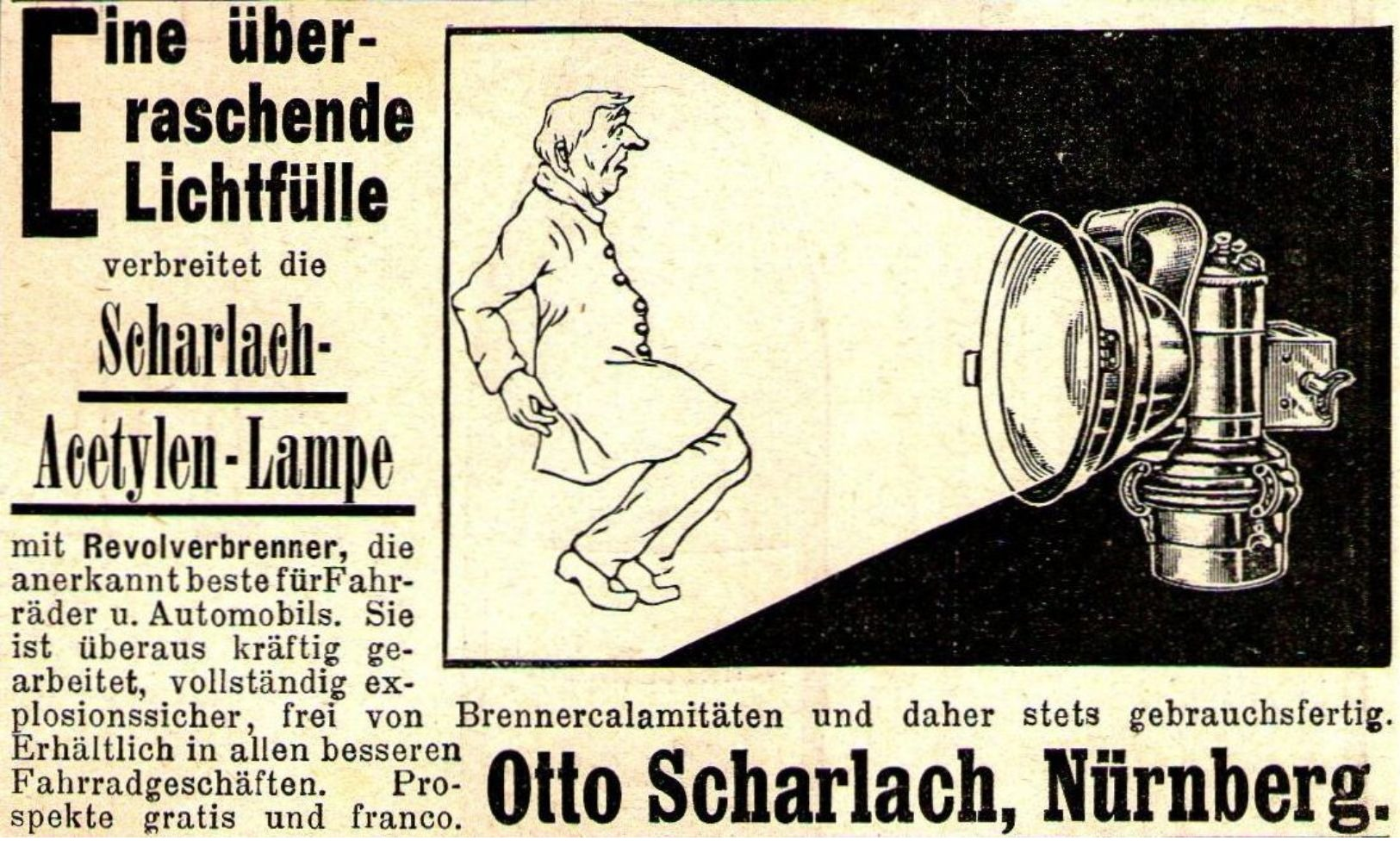 Original-Werbung/ Anzeige 1901 - ACETYLELN - LAMPE / OTTO SCHARLACH - NÜRNBERG - Ca. 80 X 50 Mm - Werbung