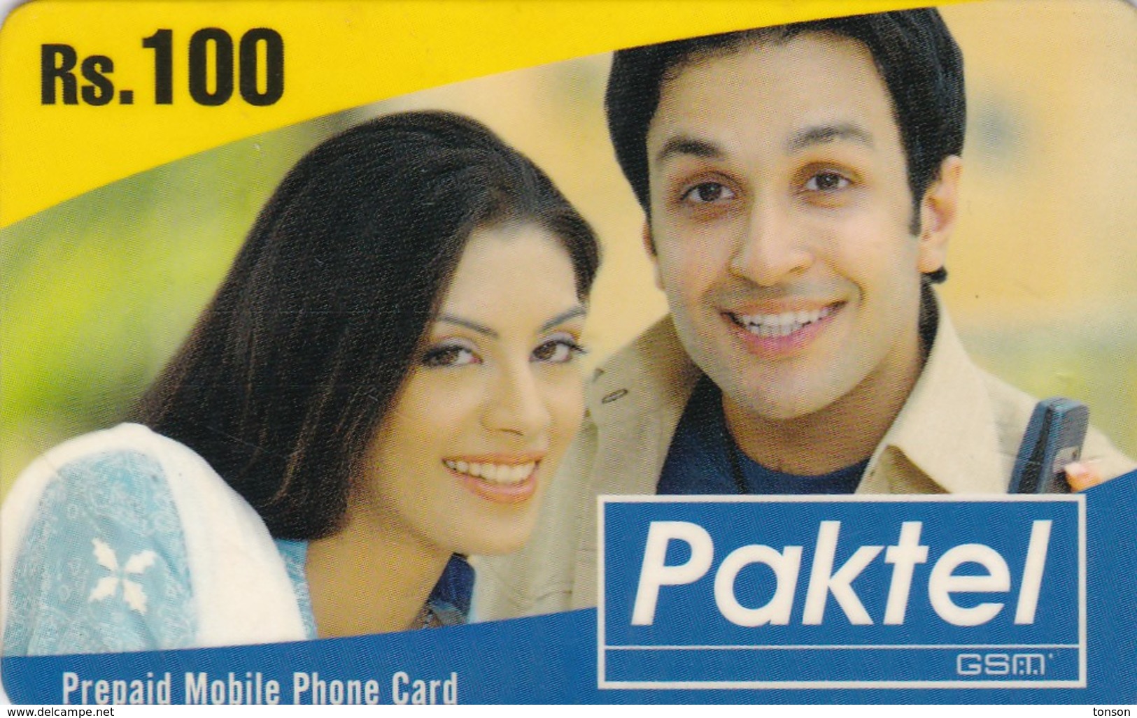 Pakistan, MOB-PK01-?, Rs. 100 Paktel Woman And Man, 2 Scans.   Exp. : 15-08-2007 - Pakistan