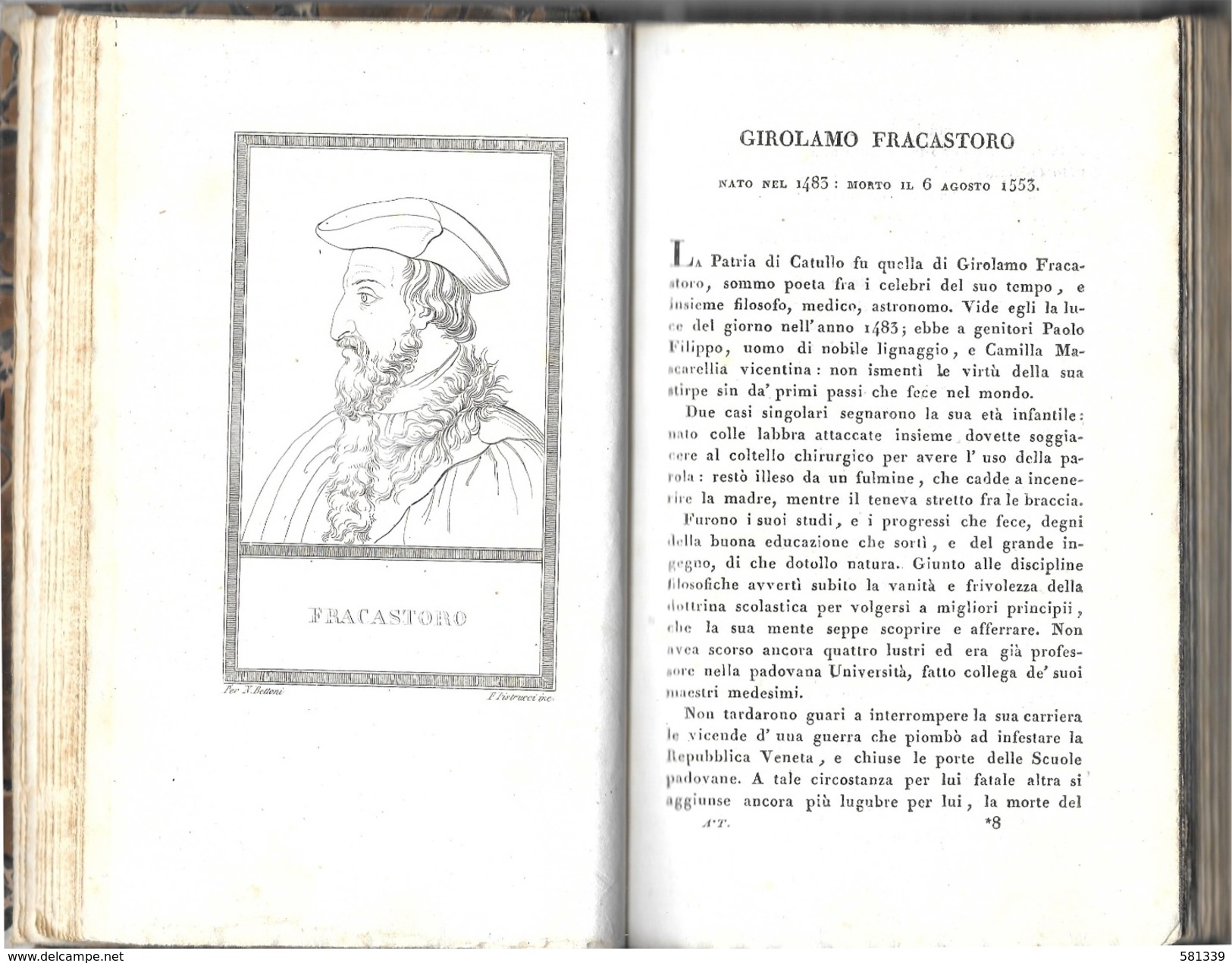 " VITE e RITRATTI di UOMINI CELEBRI " Nicolò Bettoni 1821 , con 40 incisioni , vol.5-6