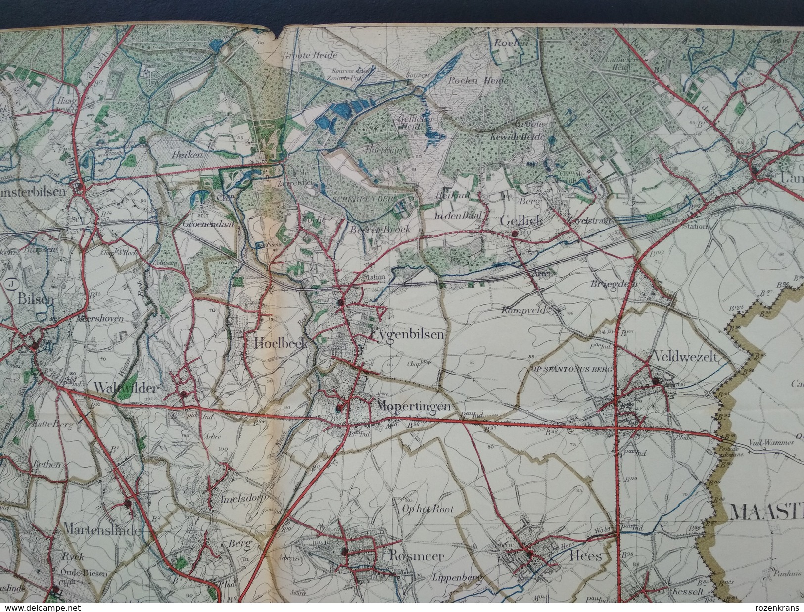 Topografische en militaire kaart STAFKAART 1905 Tongeren Maastricht Valkenburg Bilzen Vise Eben Emael Veldwezelt Lanaken