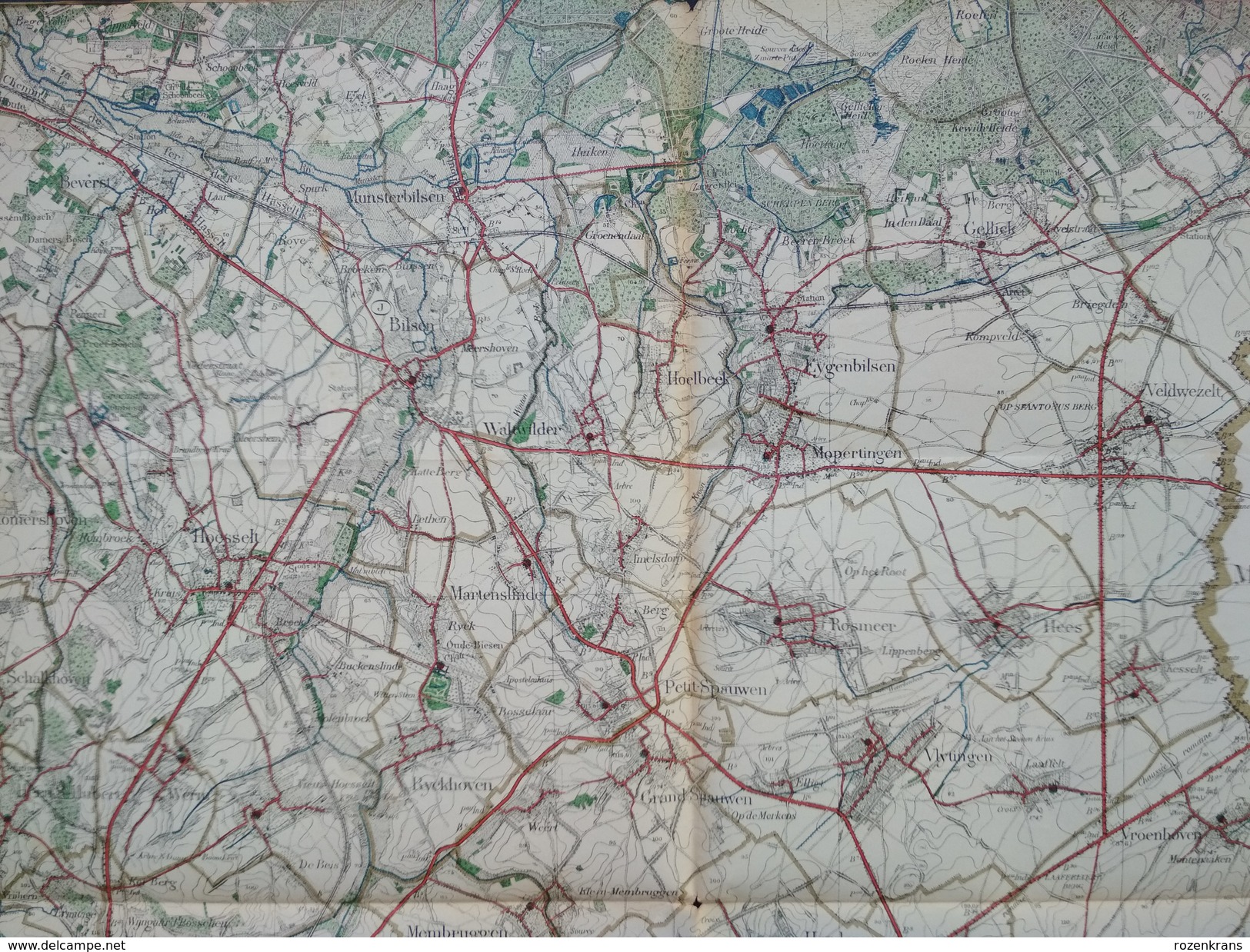 Topografische en militaire kaart STAFKAART 1905 Tongeren Maastricht Valkenburg Bilzen Vise Eben Emael Veldwezelt Lanaken