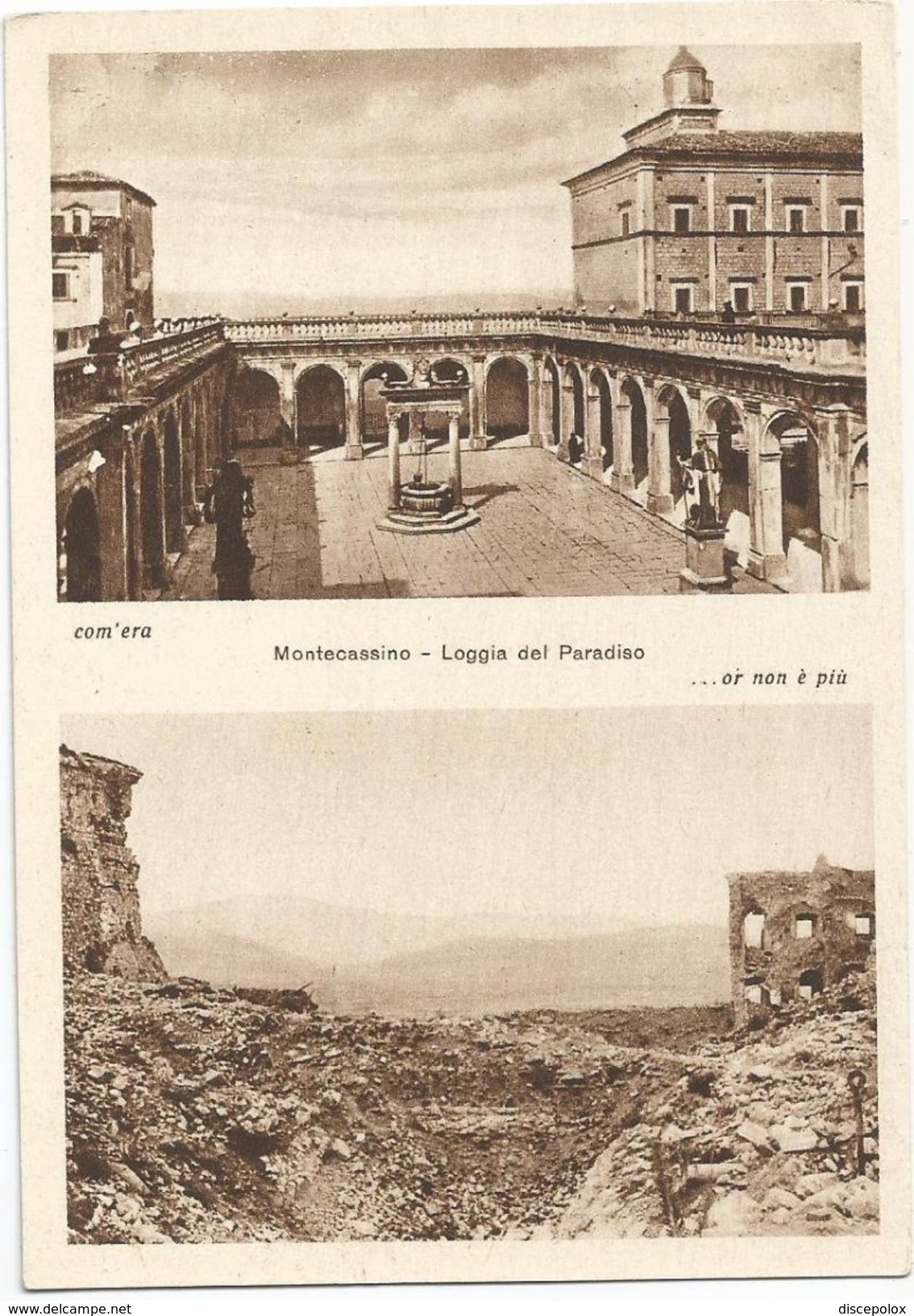 X755 Cassino (Frosinone) - Abbazia Di Montecassino - Loggia Del Paradiso - Pro Ricostruzione Abbazia / Non Viaggiata - Altri & Non Classificati