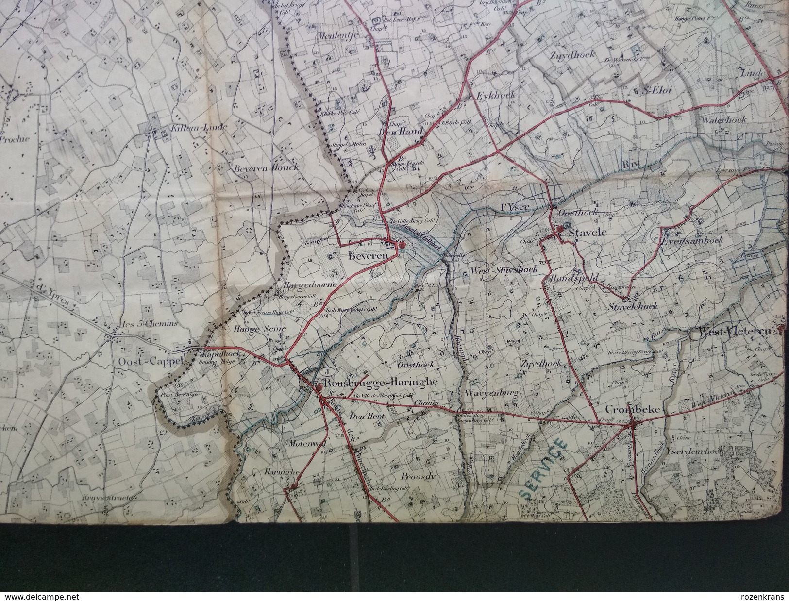 Topografische En Militaire Kaart STAFKAART +/- 1910 Veurne Dunkerque Hoogstade Moeres Bulskamp Yser Westvleteren - Topographical Maps