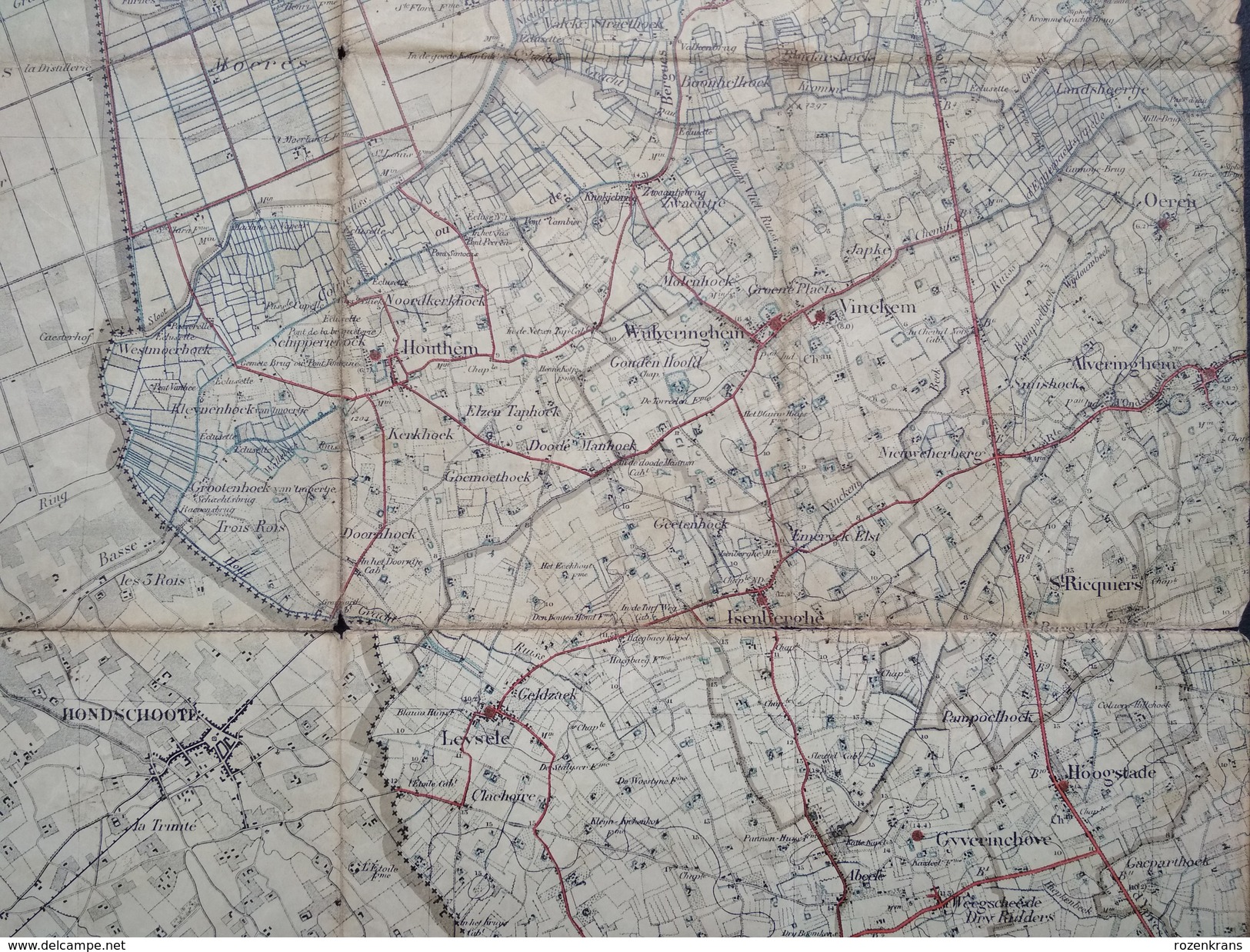 Topografische En Militaire Kaart STAFKAART +/- 1910 Veurne Dunkerque Hoogstade Moeres Bulskamp Yser Westvleteren - Topographical Maps