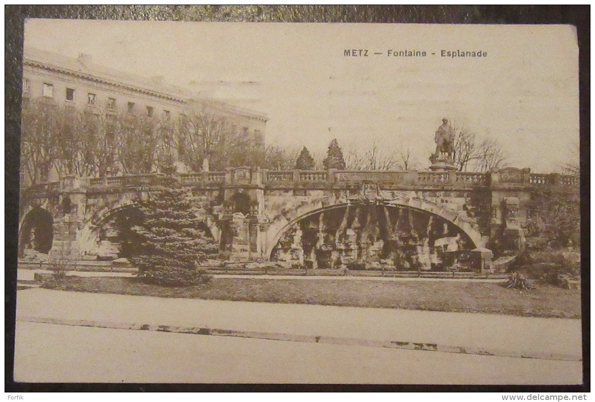 Metz - Fontaine - Esplanade - Timbre YT N°135 - Cachet 1922 - Metz