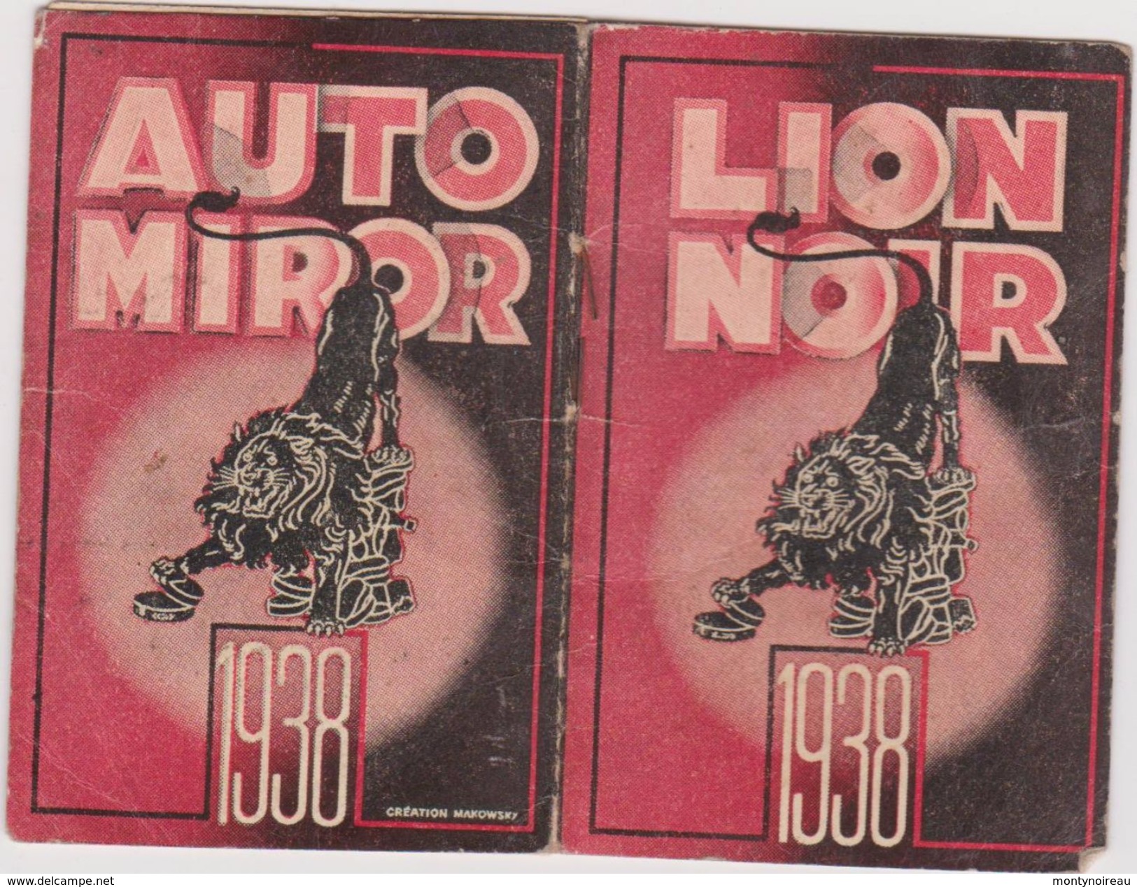 R : Vieux  Papier :  Calendrier  1938  Auto- Miror , Lion  Noir - Ohne Zuordnung