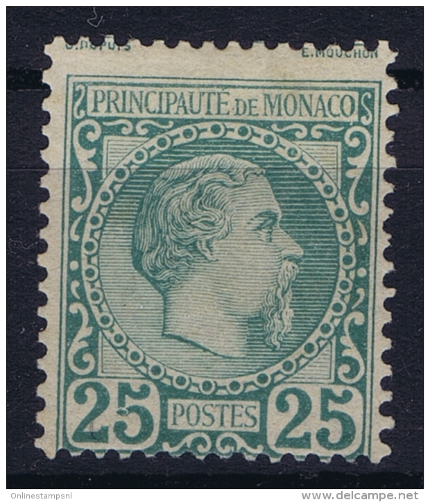 Monaco:  Mi 6  MH/* Flz/ Charniere  1885 Small Piece Of Paper On Back - Neufs