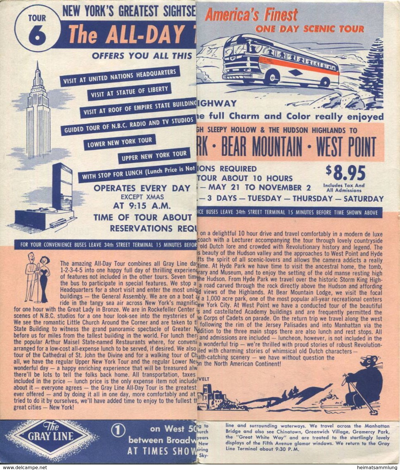 The Gray Line - Sightseeing New York - Faltblatt 1957 - Wereld