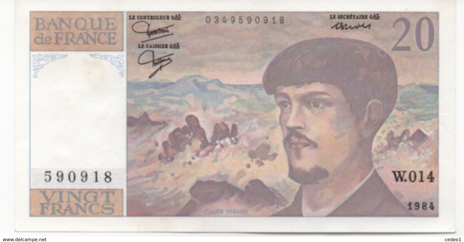 20 FRANCS  DEBUSSY  1984 SERIE W.014 - 20 F 1980-1997 ''Debussy''