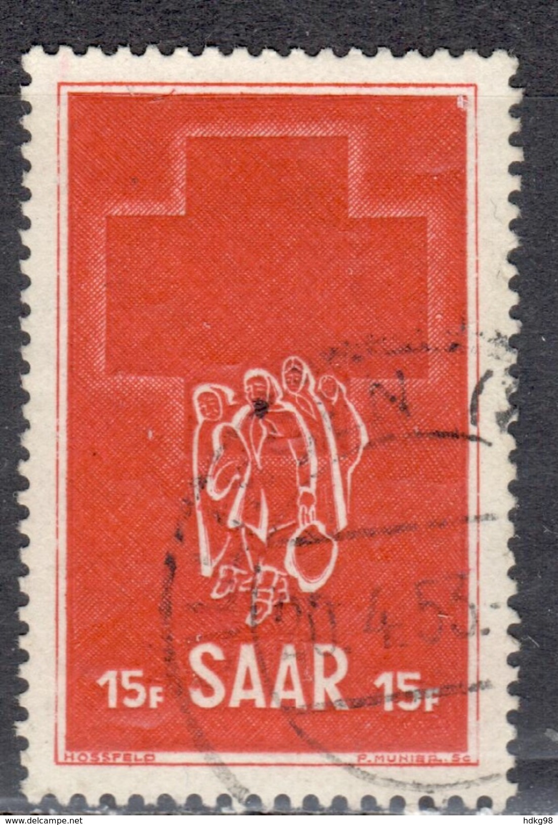 D+ Saar 1952 Mi 318 Rotes Kreuz - Usados