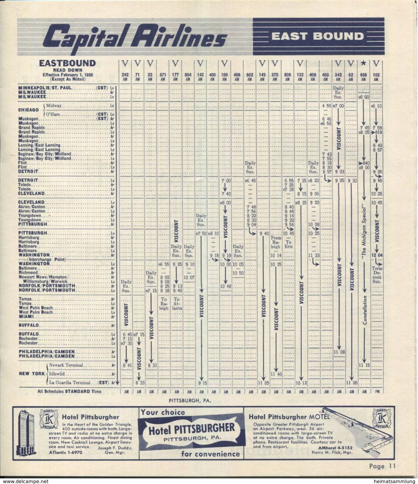 Capital Airlines - Fahrplan Time Table - 28 Seiten 1958 - Monde