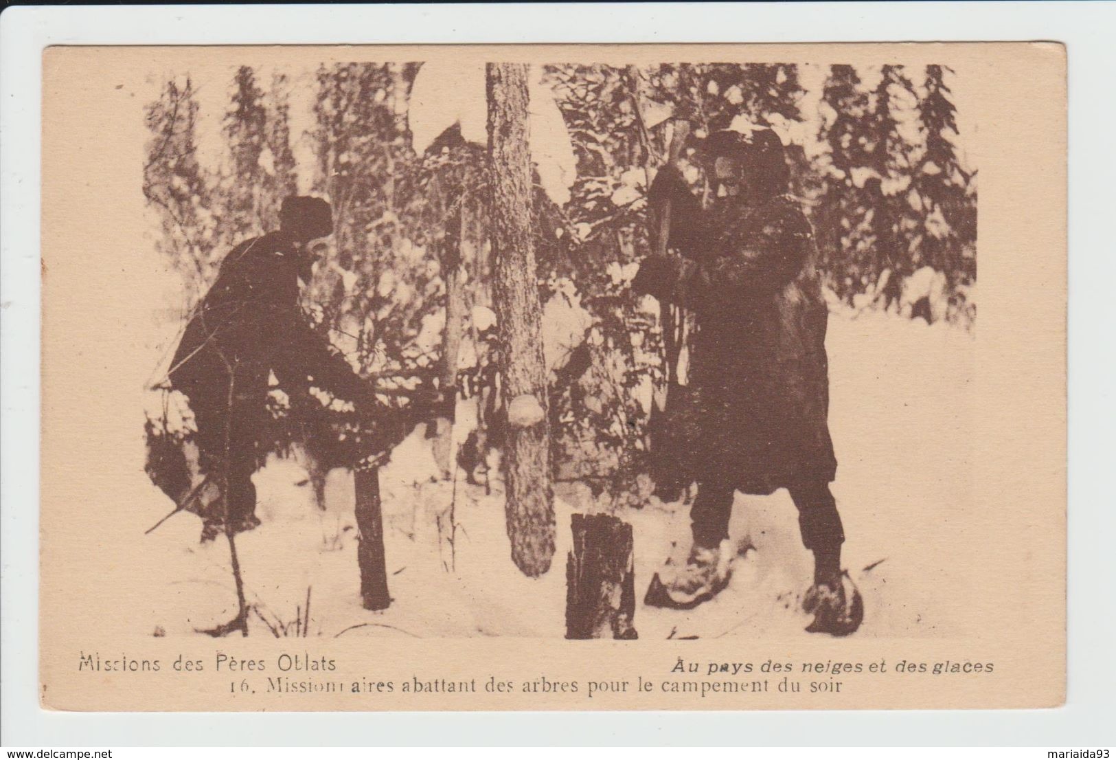 CANADA - NUNAVUT - MISSIONNAIRES ABATTANT DES ARBRES POUR LE CAMPEMENT DU SOIR - Nunavut