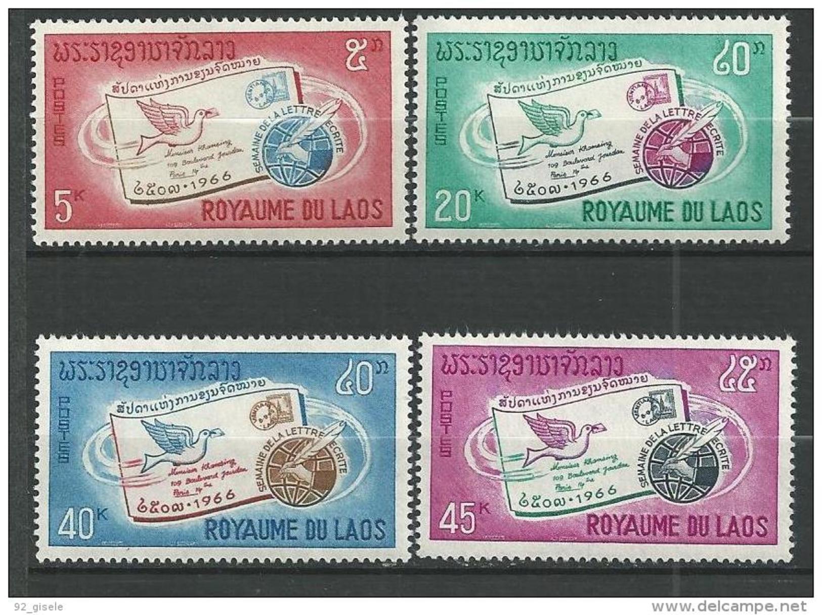 Laos YT 142 à 145 " Lettre écrite " 1966 Neuf** - Laos