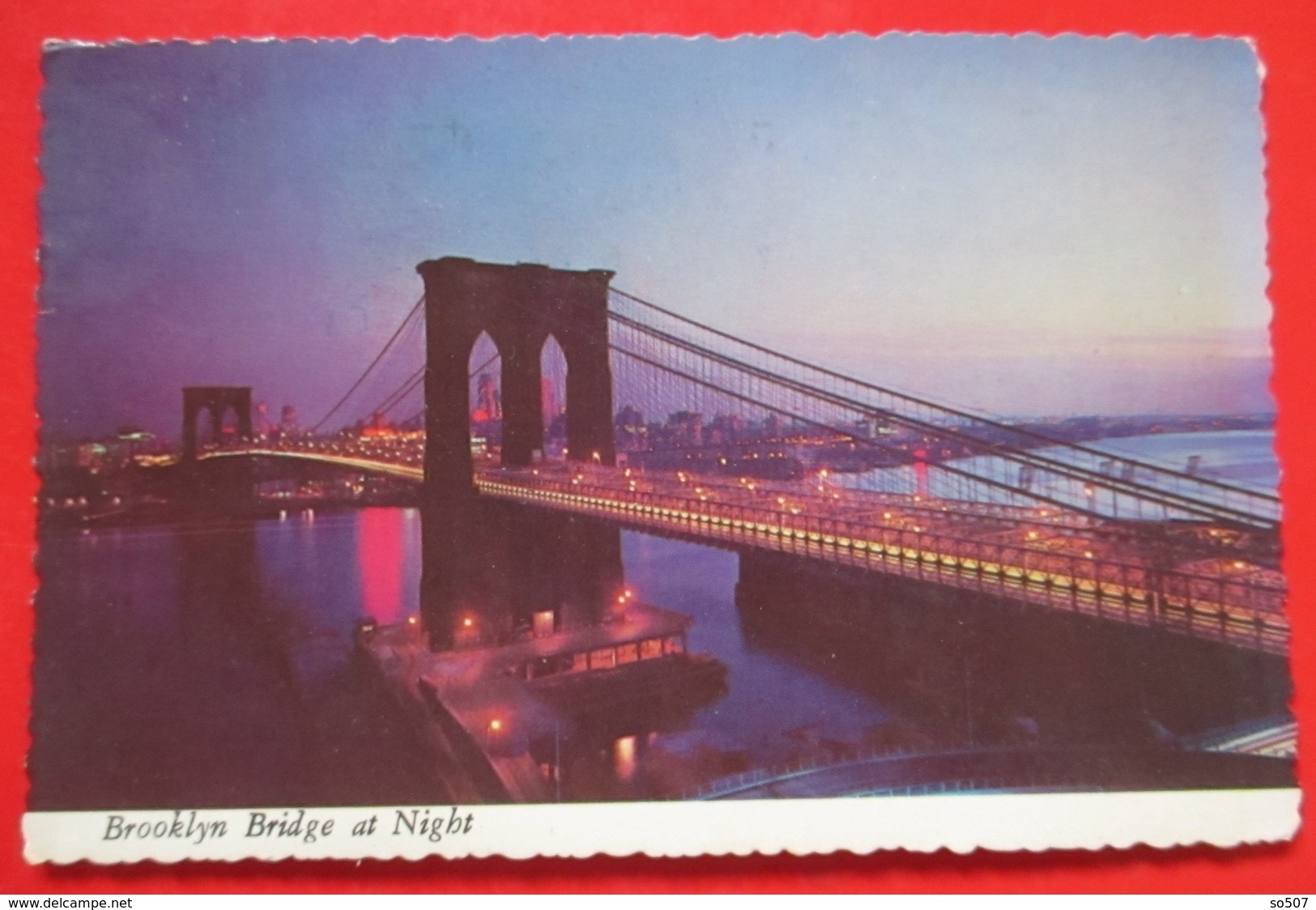 O1- America/USA- Postcard-New York City,Brooklyn Bridge By Night - Brooklyn