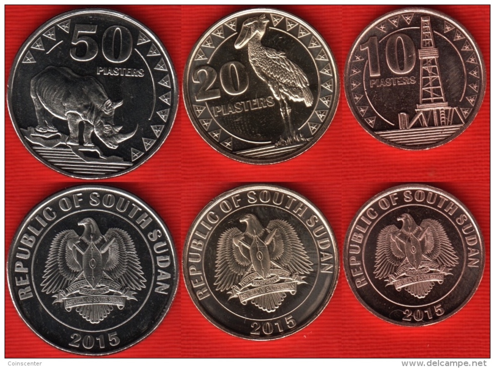 South Sudan Set Of 3 Coins: 10 - 50 Piasters 2015 UNC - Soudan Du Sud