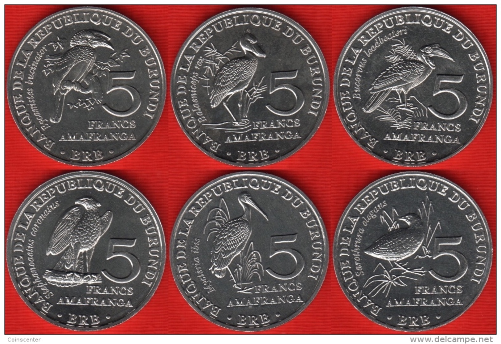 Burundi Set Of 6 Coins: 5 Francs 2014 "Birds" UNC - Burundi