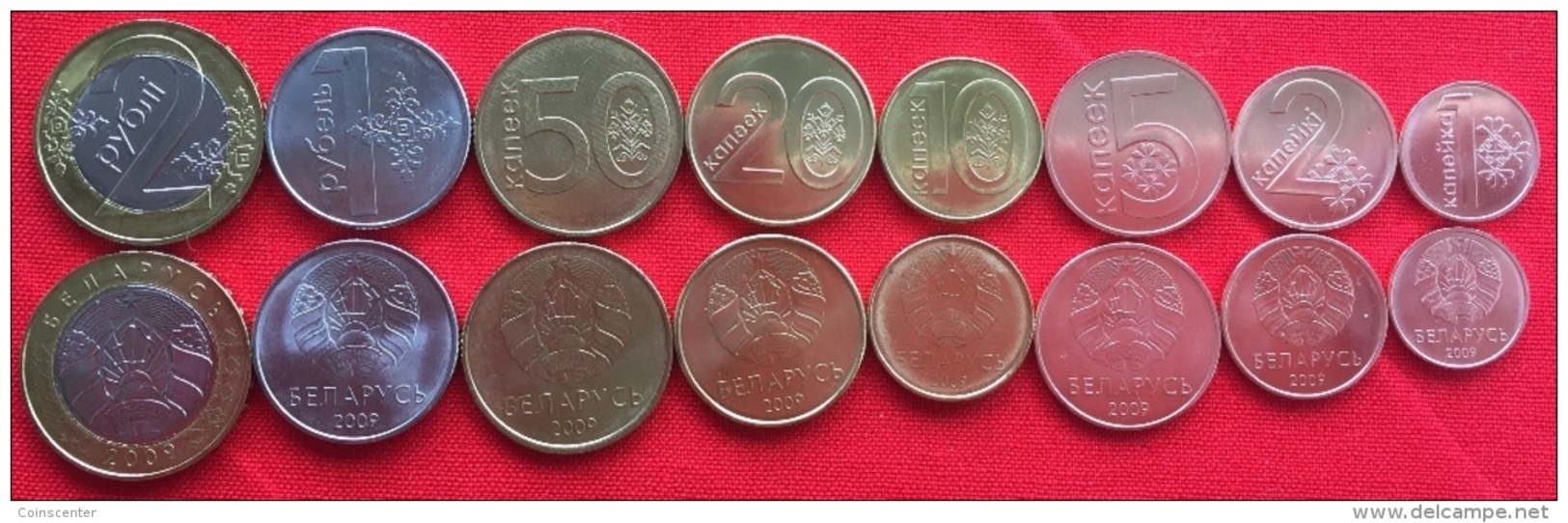 Belarus Set Of 8 Coins: 1 Kopek - 2 Roubles 2009 (2016) UNC - Belarus