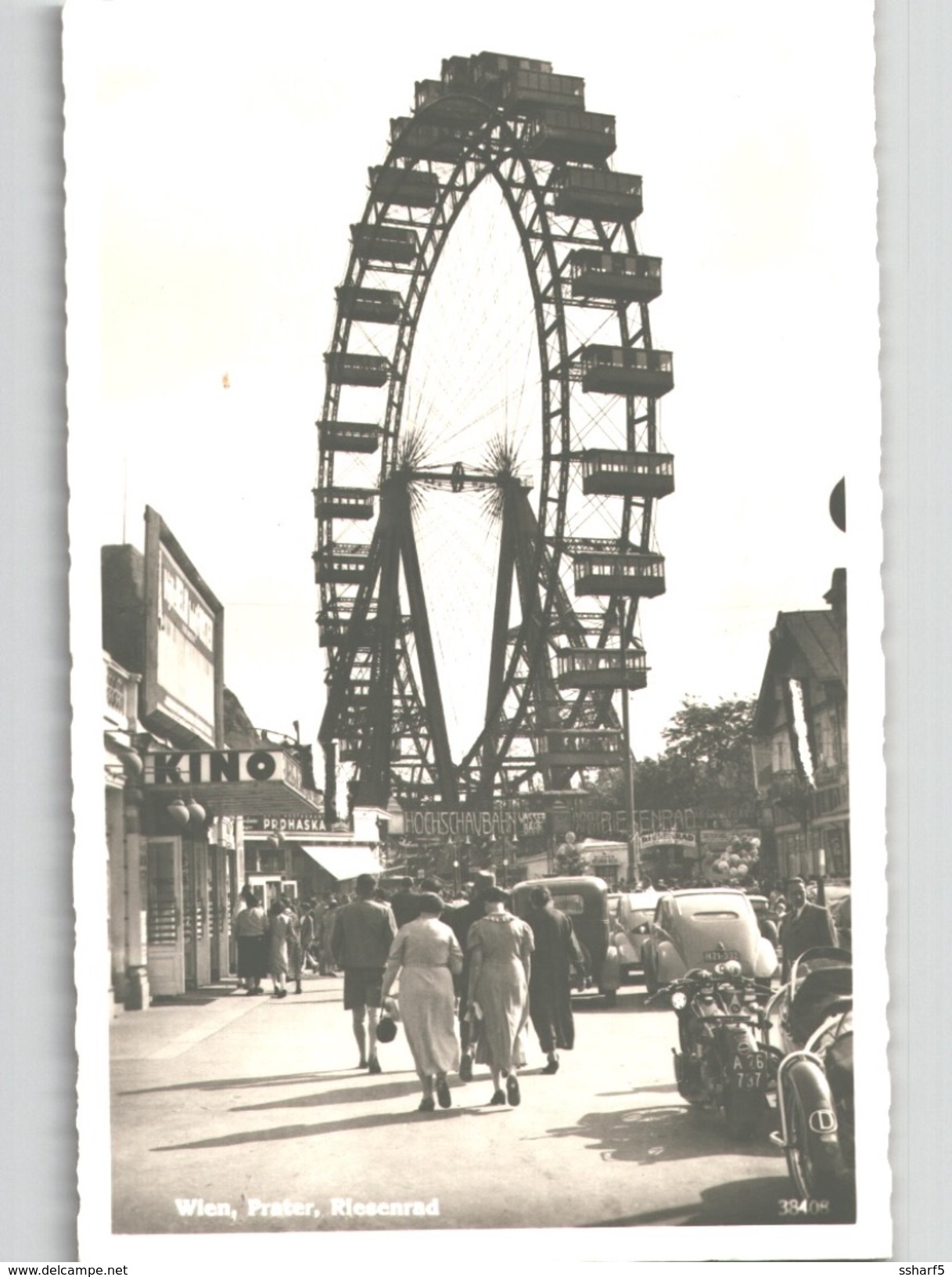 Wien Prater Mit Alten AUTOS Und Leben Fotokarte Um 1930 - Prater