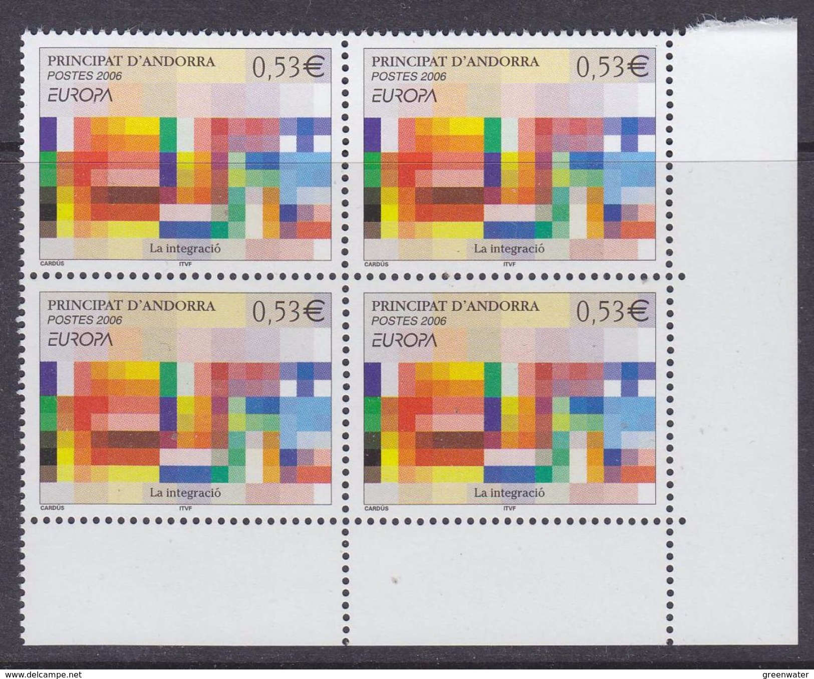 Europa Cept 2006 Andorra Fr 1v Bl Of 4  (corner) ** Mnh (37115C) - 2006