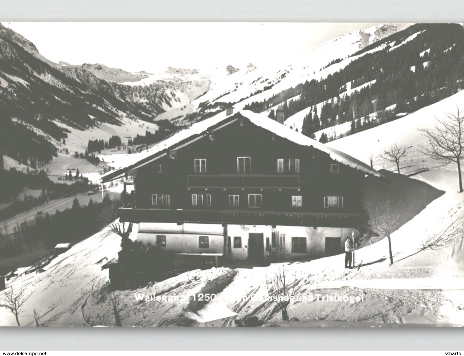 Hotelstempel Touristenheim Wallegghof Hinterglemm Saalbach Violett 1957 Auf Fotokarte - Saalbach