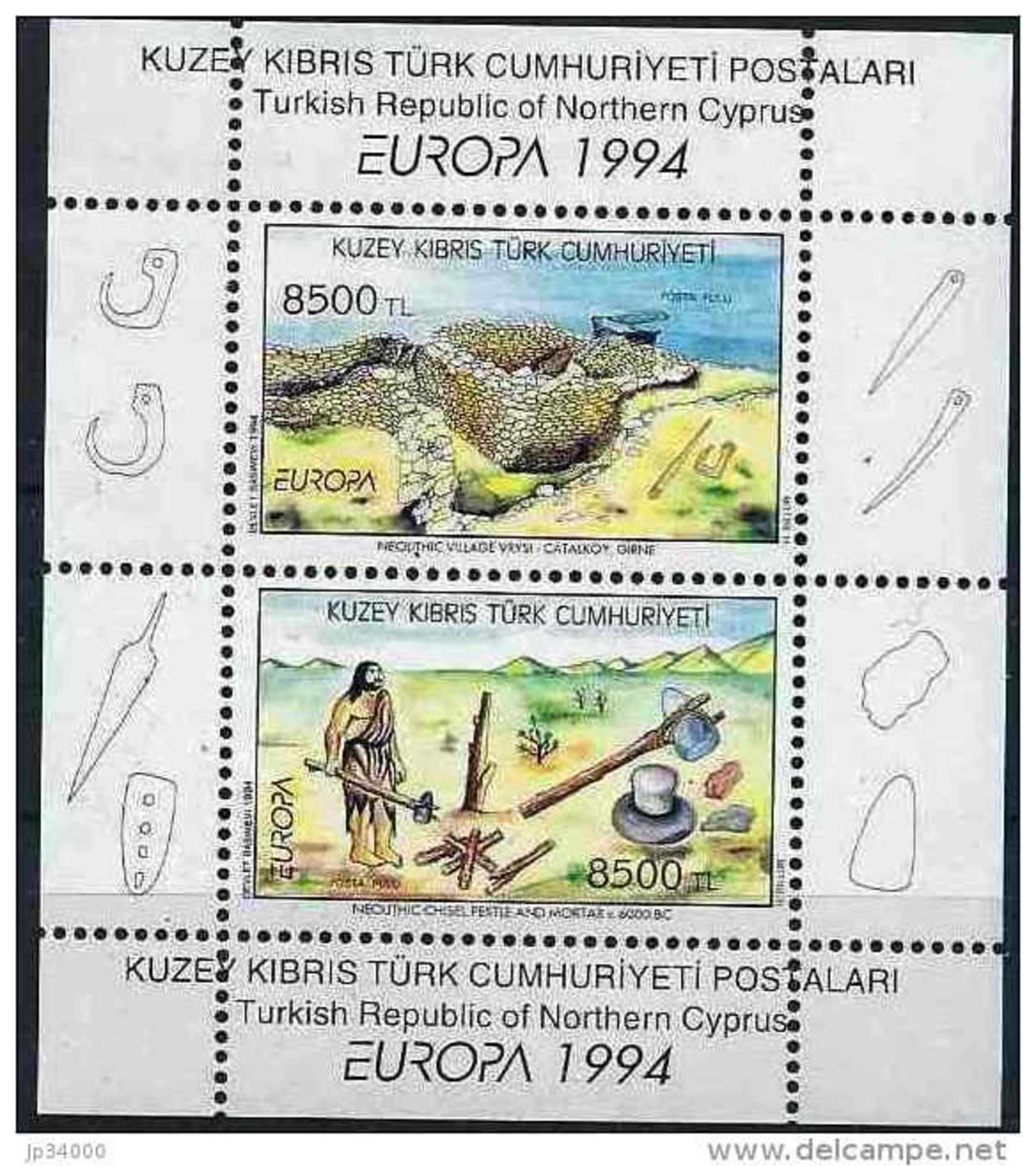 CHYPRE TURC Prehistoire , Homme Prehistoriques, Europa YVERT BF  13 **  MNH Neuf Sans Charniere - Préhistoire