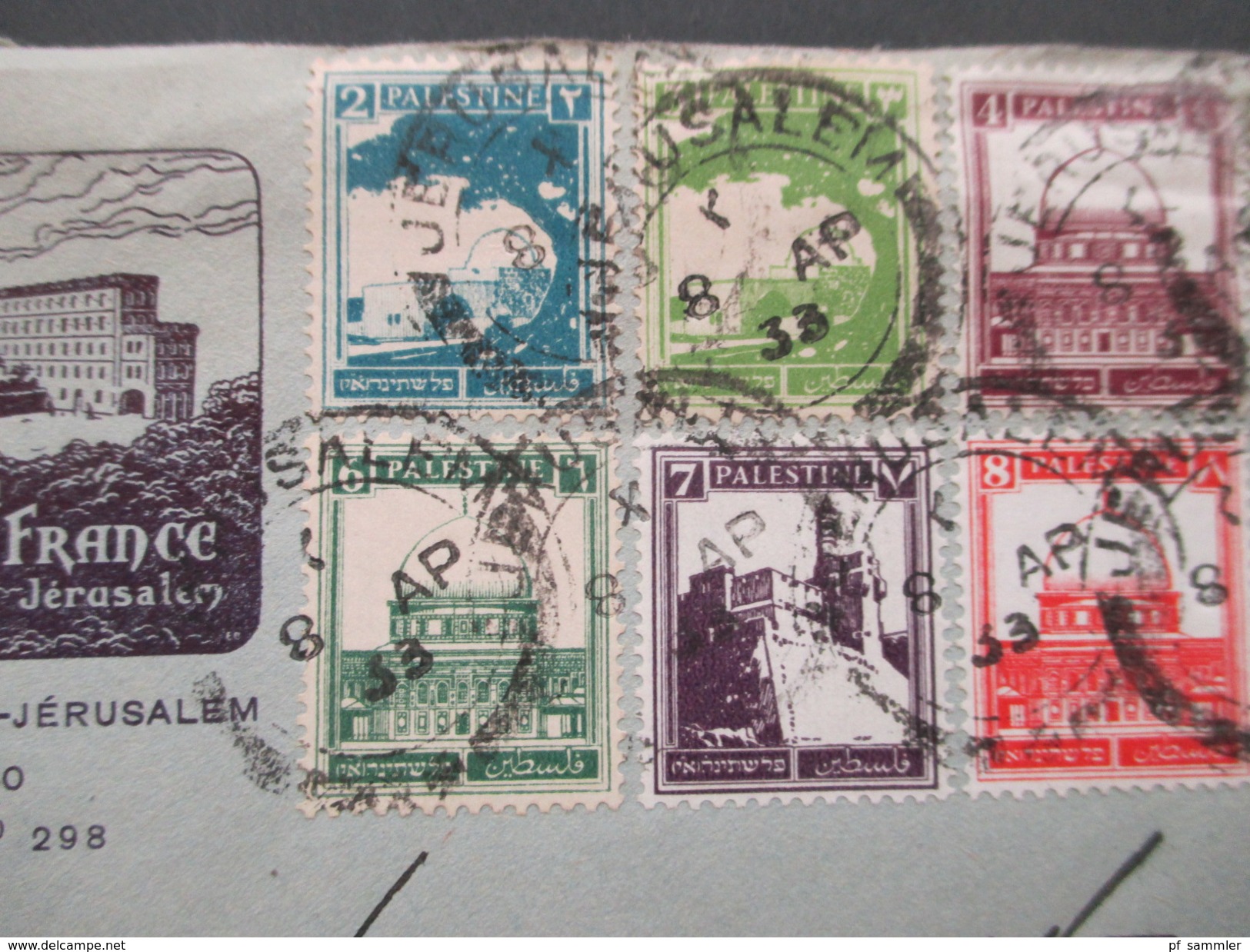 Palestine 1933 MiF Umschlag Mit Inhalt: Hotellerie N.D. De France Jerusalem. Hotel. Briefpapier Vom Hotel!! + 2 Fotos. - Palästina