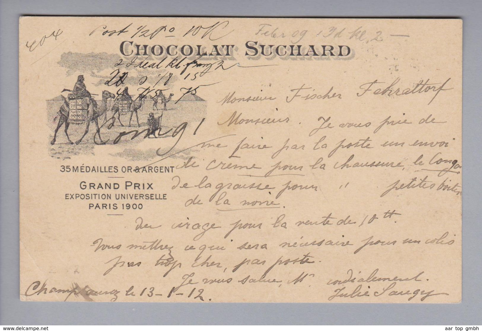 Motiv Schokolade Chocolat Suchard 1912-01-13 Champtauroz "Grand Prix Paris 1900" - Alimentation