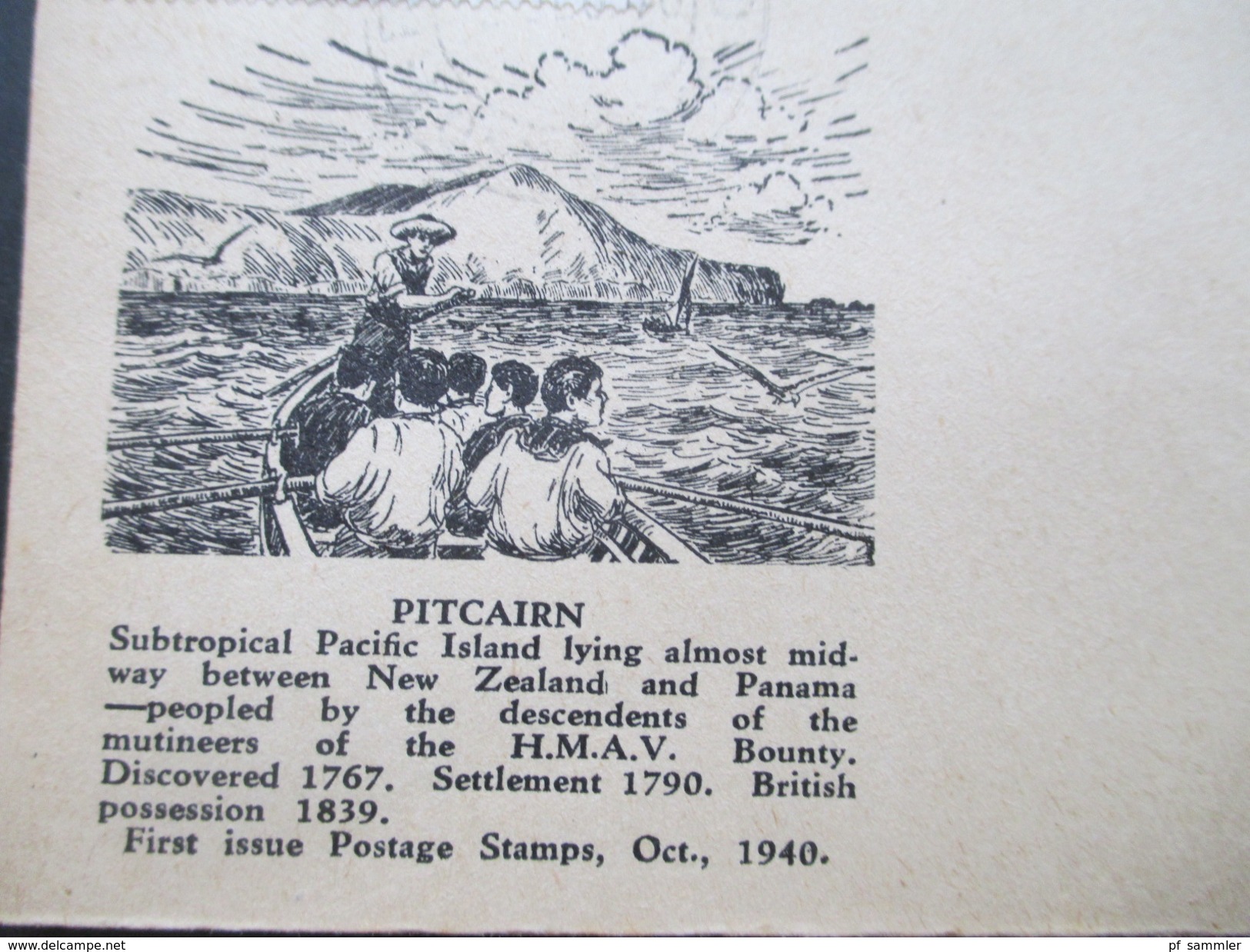Übersee Pitcairninsel Pitcairn Islands 2.12.1946 Bildumschlag. FDC?? Blankomschlag H.M.A.V - Pitcairneilanden
