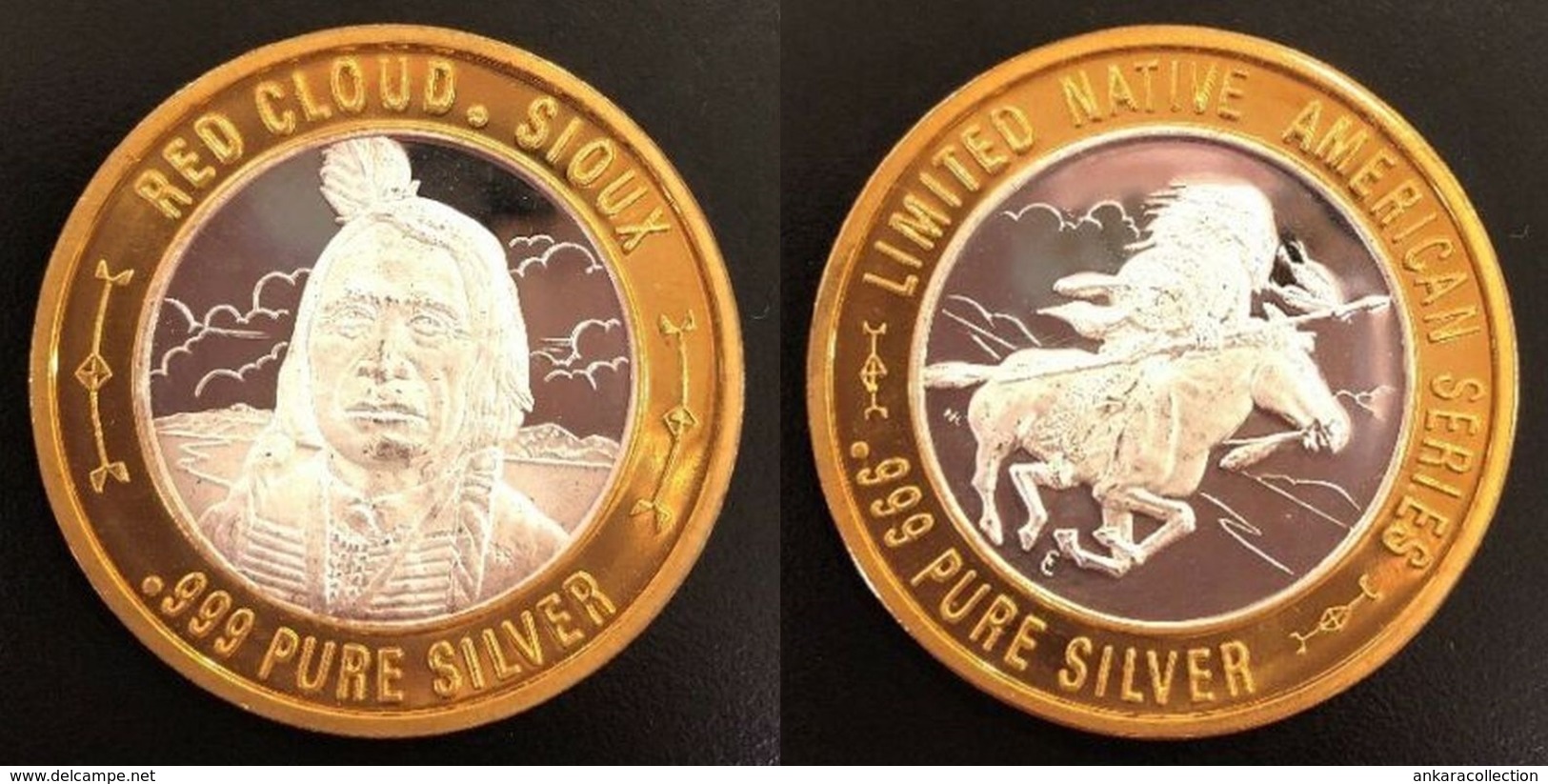 AC - NATIVE AMERICAN SERIES .999 PURE SILVER GAMING TOKEN CHIEF RED CLOUD SIOUX - Other & Unclassified