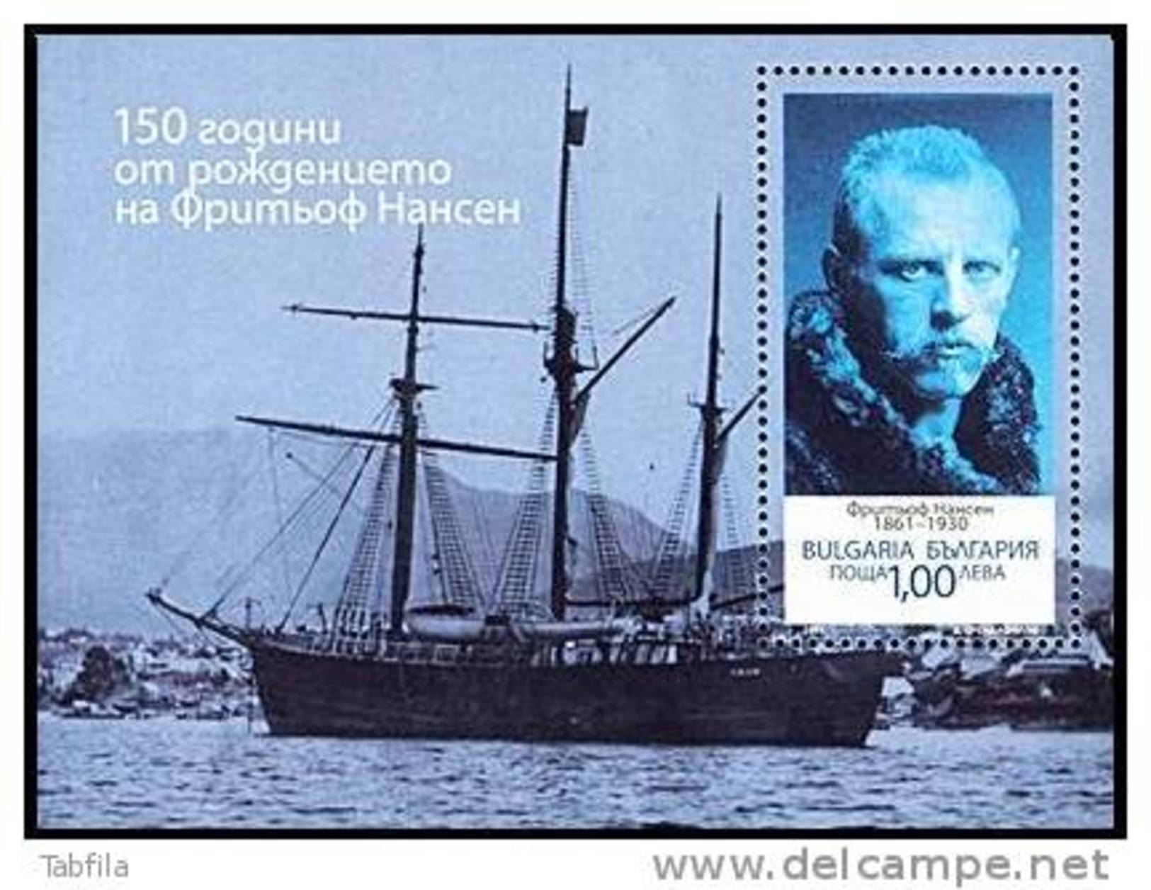 BULGARIA / BULGARIE / BULGARIEN - 2011 - 150 Ans De La Naissanse De Fritjov Nansen - Bl ** - Explorateurs & Célébrités Polaires