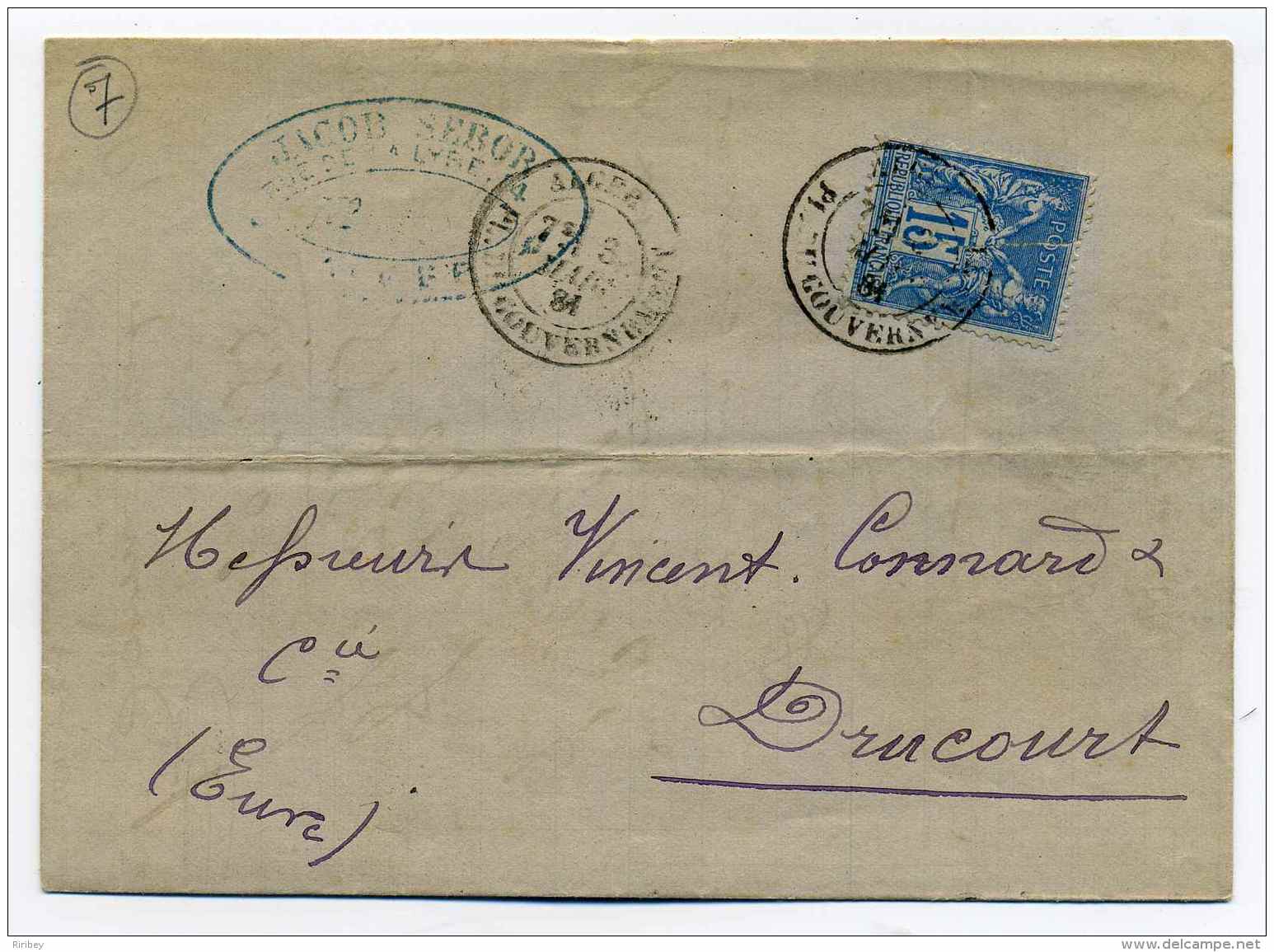 T18 ALGER Place Du Gouvernement / ALGERIE /  Sur TP SAGE / Mars 1884 / Cad Ambulant Marseille à Lyon SPECIAL - 1877-1920: Semi Modern Period