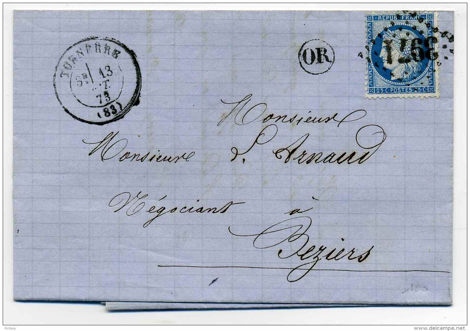 T17 TONNERRE + OR Origine Rurale Identifiée De DANNEMOINE / Dept 83 YONNE / 1873 - 1849-1876: Classic Period