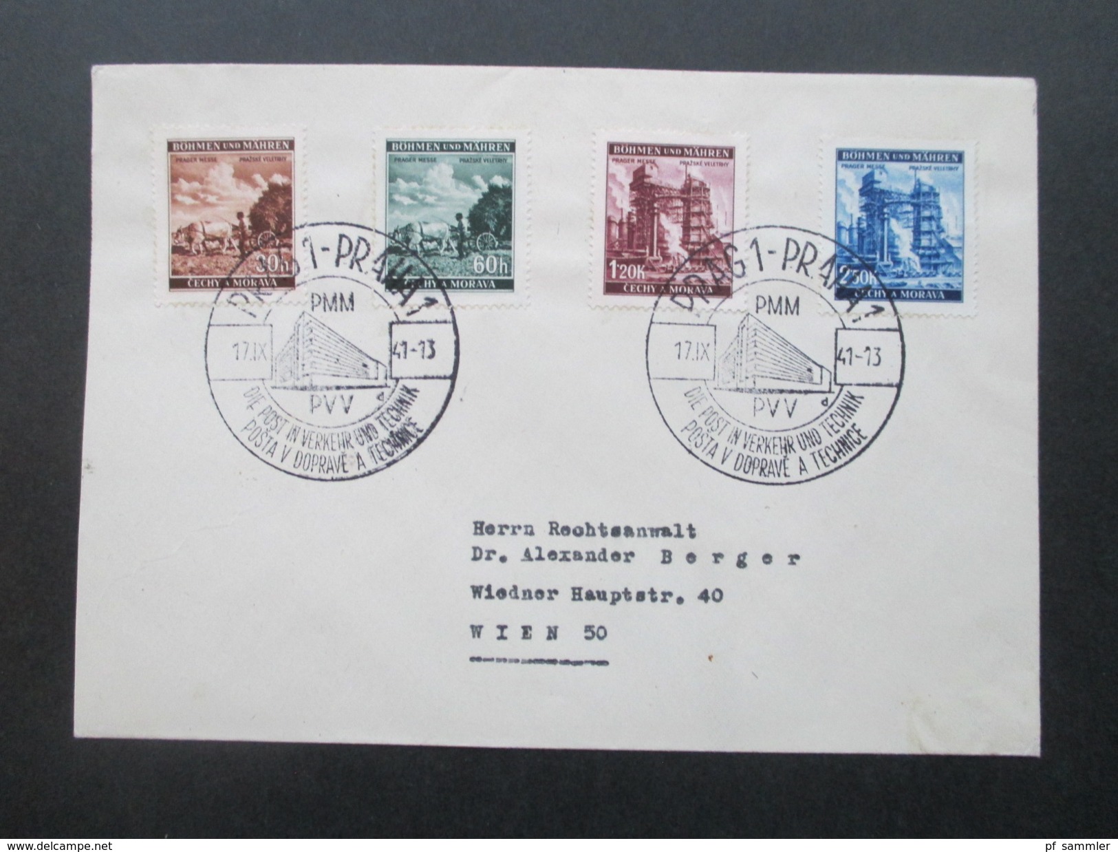 DR / Böhmen Und Mähren Nr. 75 - 78 Sonderstempel Prager Messe. Nach Wien - Briefe U. Dokumente