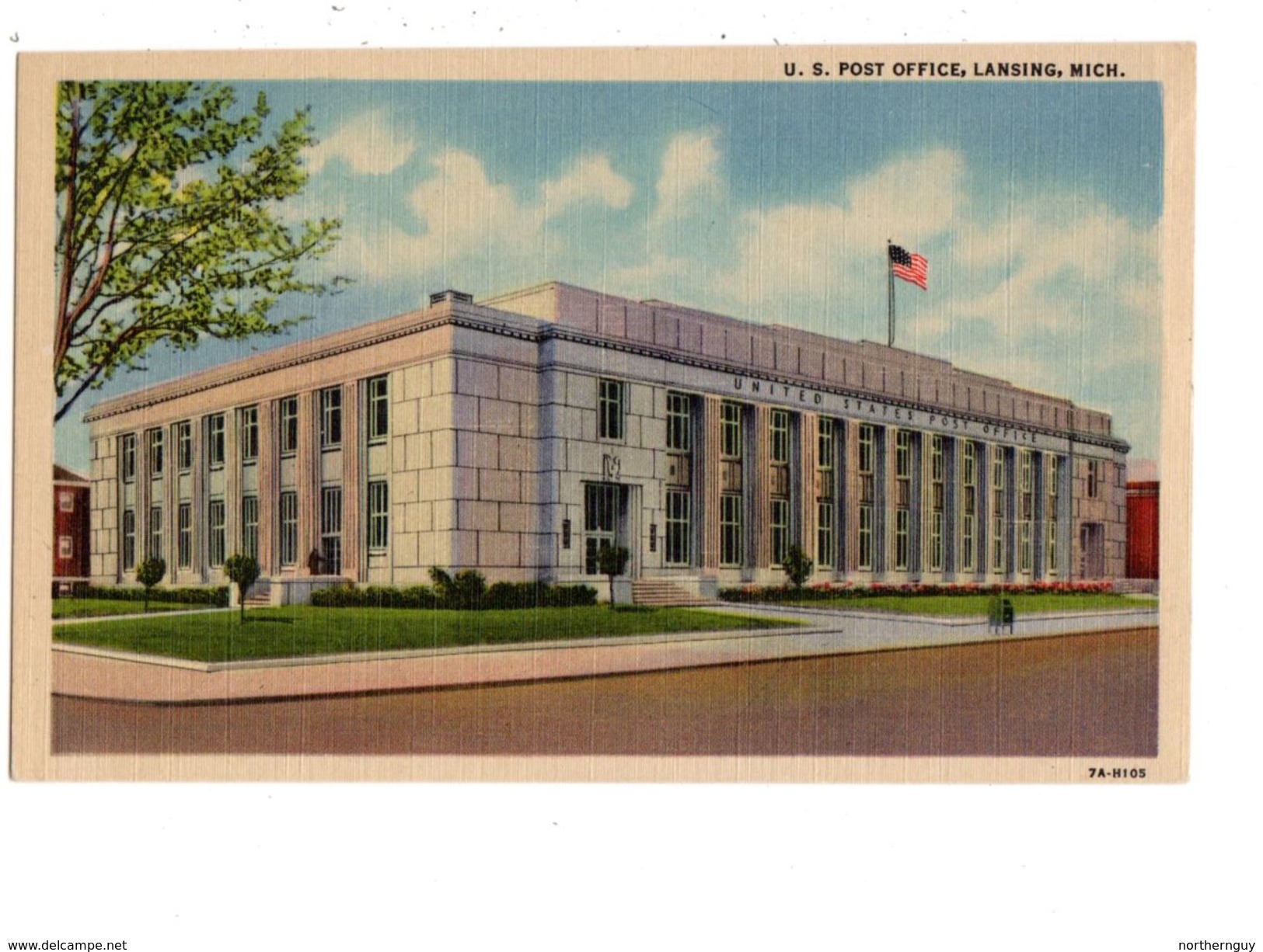 LANCING, Michigan, USA, US Post Office, Old Curteich Linen  Postcard - Lansing