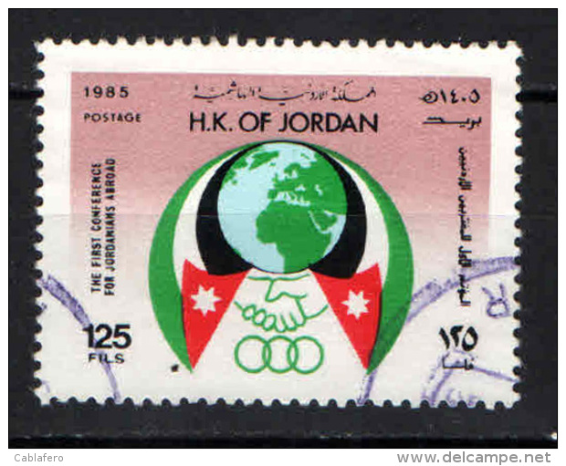GIORDANIA - 1985 - PRIMA CONVENZIONE DEI GIORDANI ALL'ESTERO - USATO - Giordania