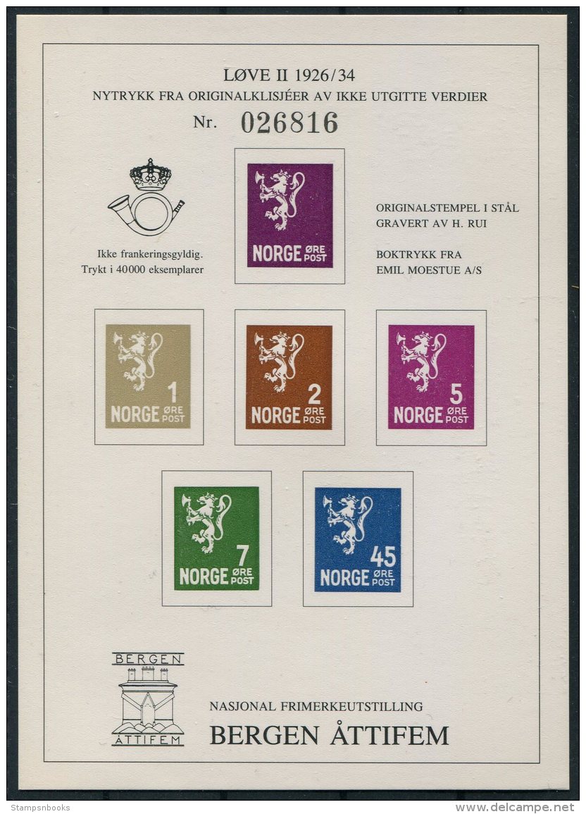 Norway Stamp Exhibition Souvenir Sheet Bergen - Ensayos & Reimpresiones