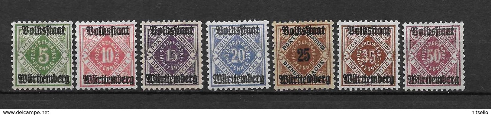 LOTE 1438  ///   ALEMANIA - WURTEMBERG      YVERT Nº: 92+94/99 *MH - Postfris