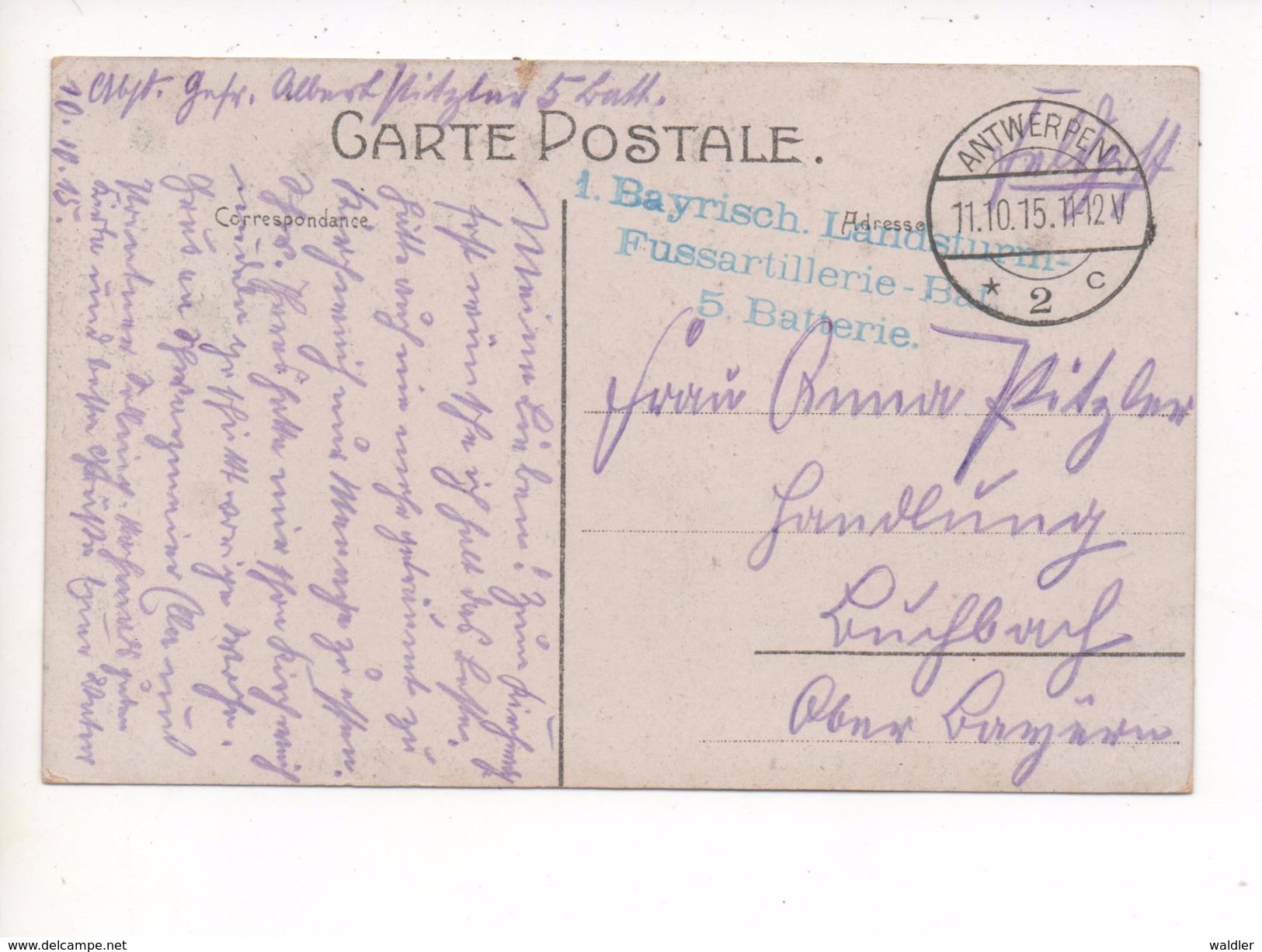 2000  ANTWERPEN - ANVERS,  GARE CENTRALE   ~  1915   FELDPOST - Other & Unclassified