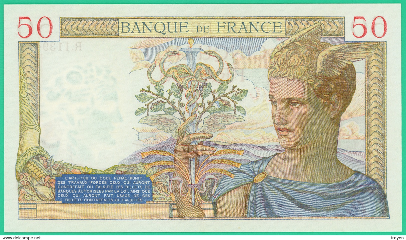 50 Francs Cérès - France - N° R.11394/860 - FS.19-10-1939.FS. - Neuf - - 50 F 1934-1940 ''Cérès''