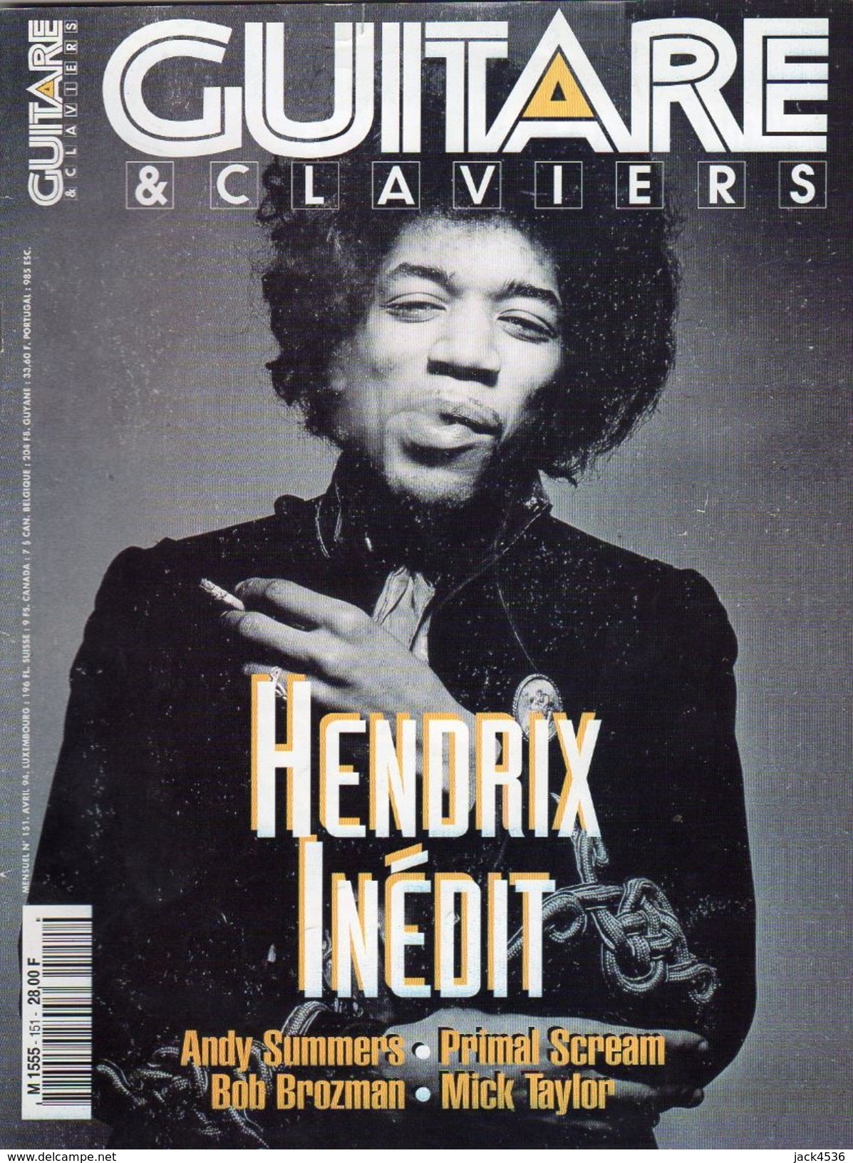 Revue - GUITARE ET CLAVIERS - N° 151 - An.1994 - En Couv. - JIMMY HENDRIX - - Musique