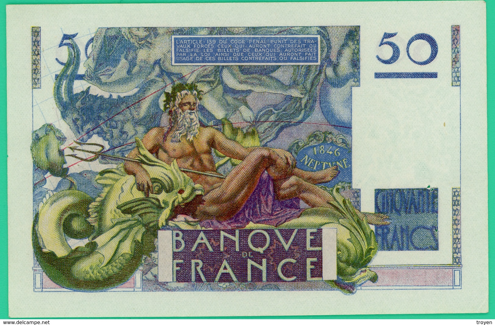 50 Francs Le Verrier - France - N° 01960/C.67 - G.12-6-1947.G. - Sup  +- - 50 F 1946-1951 ''Le Verrier''