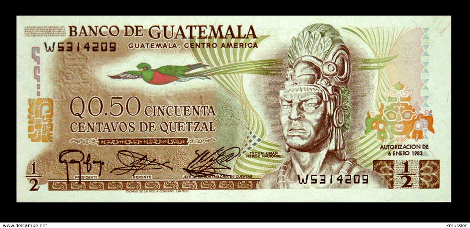 # # # Banknote Guatemala 0,5 Quetzal 1983 UNC # # # - Guatemala