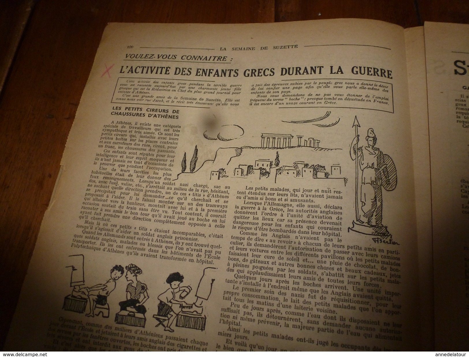 1946 L'activité Des Enfants Grecs Durant La Guerre, Dit  Par La Rédactrice En Chef  Du Plus Grand Journal D'Athènes;etc - La Semaine De Suzette