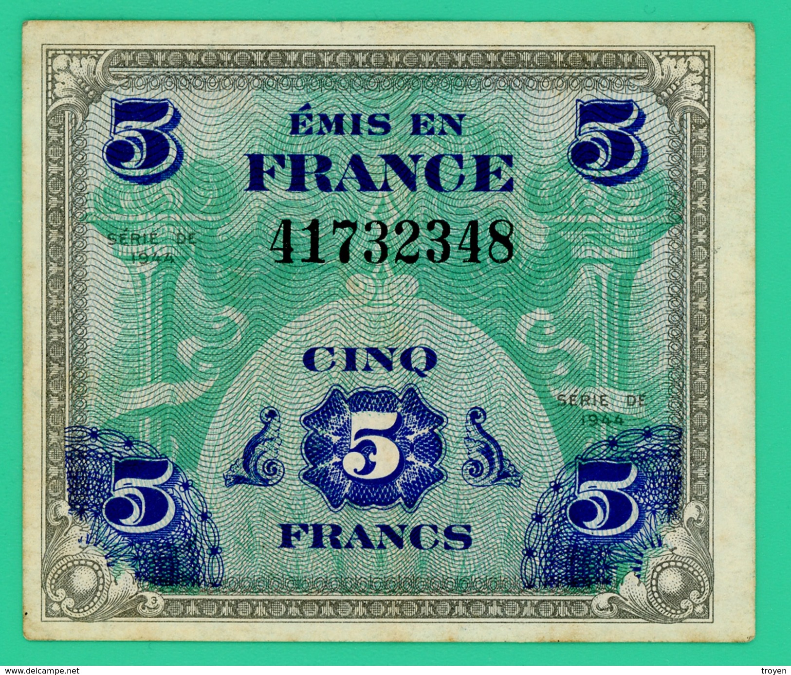 5 Francs  Drapeau - France - Série 1944 - N° 41732348 - TTB - - 1944 Drapeau/France